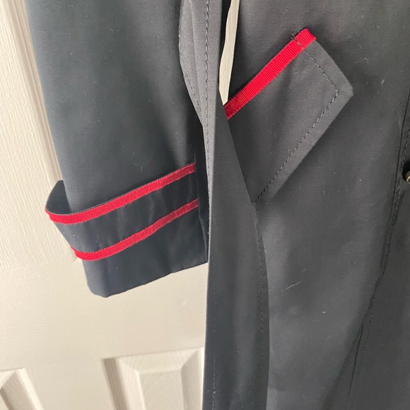 Vince Camuto Black with Red Detail Trench Coat Jacket - Picture 3 of 4